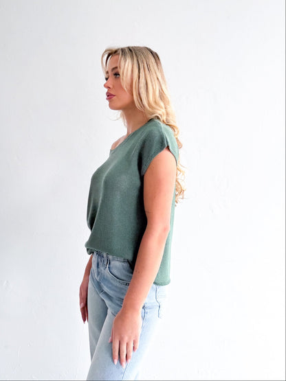 Willow Asymmetrical Top - Forest Green
