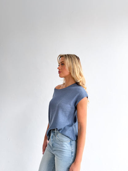 Willow Asymmetrical Top - Denim
