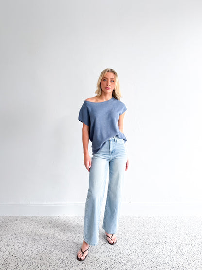 Willow Asymmetrical Top - Denim