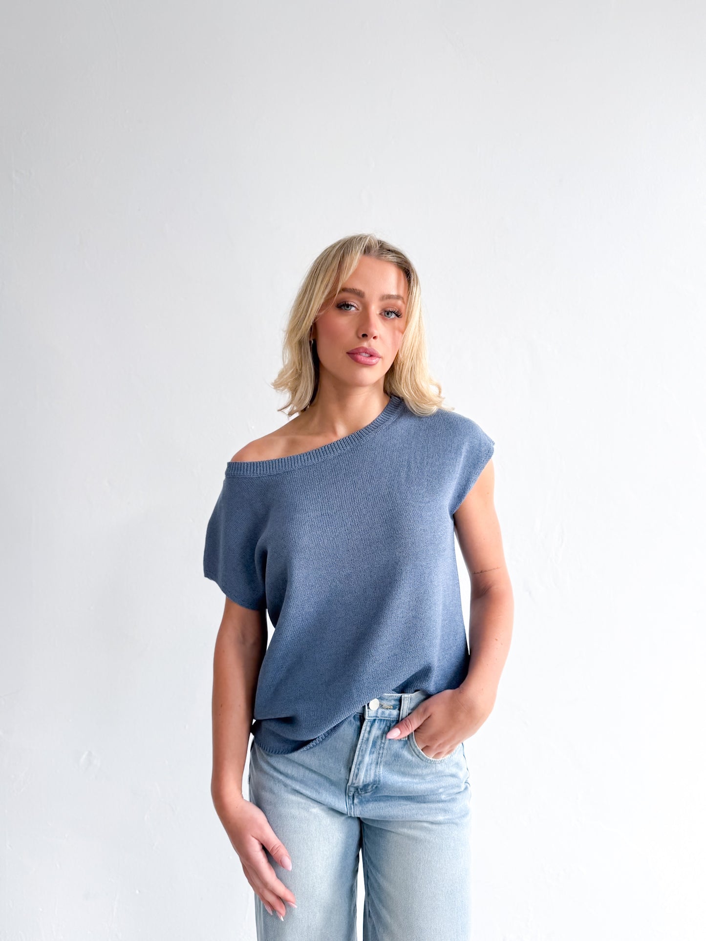 Willow Asymmetrical Top - Denim