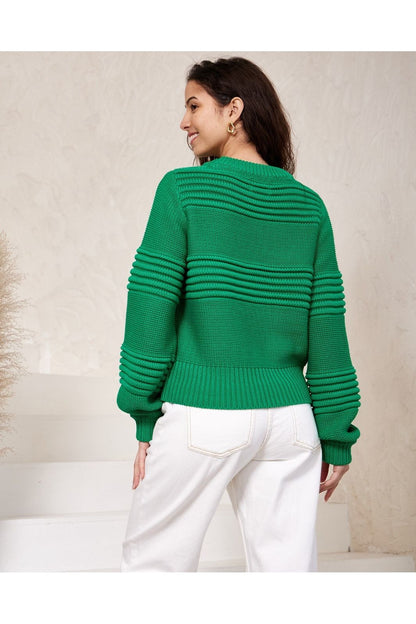 Willow Knit Crop Jumper - Green