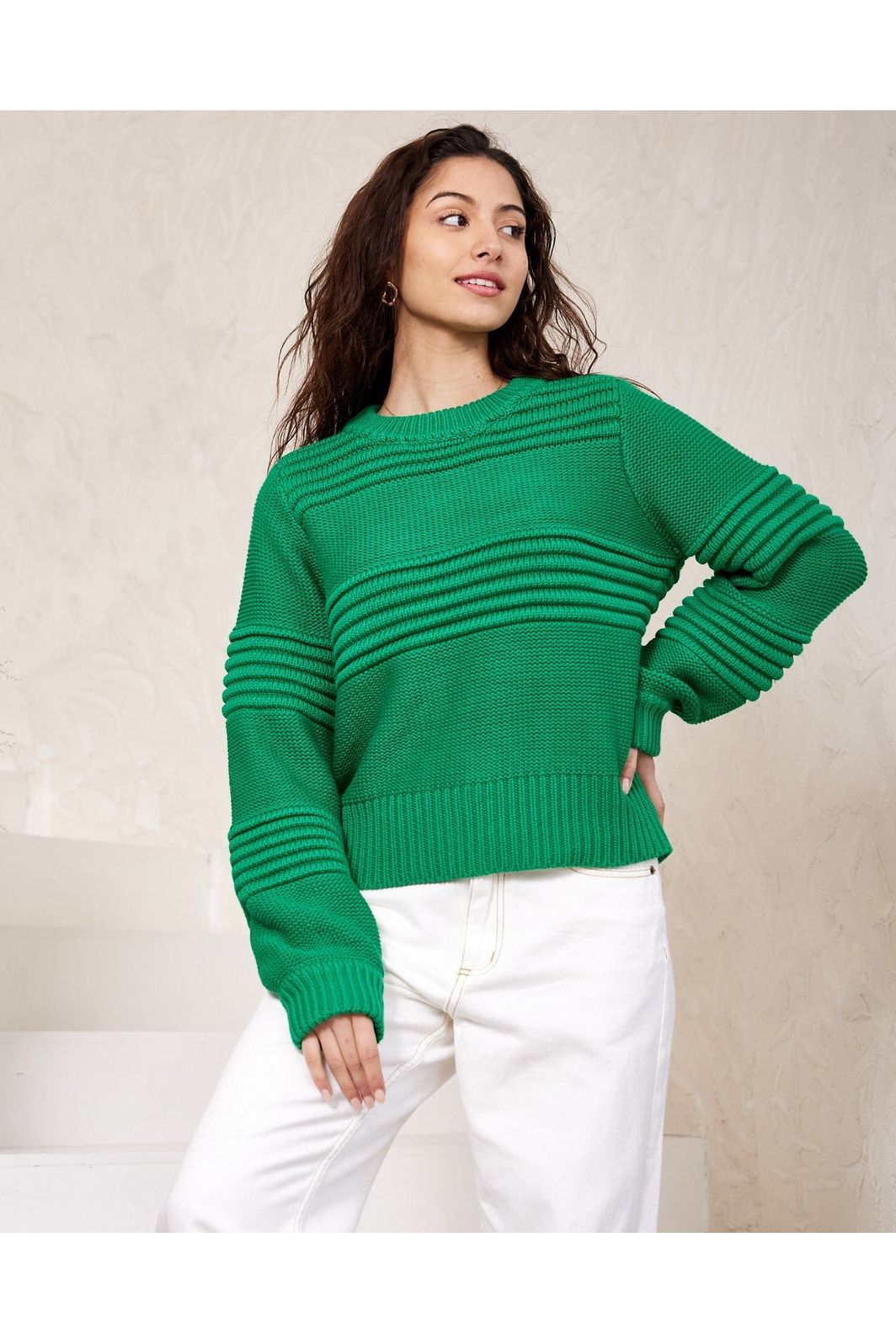 Willow Knit Crop Jumper - Green