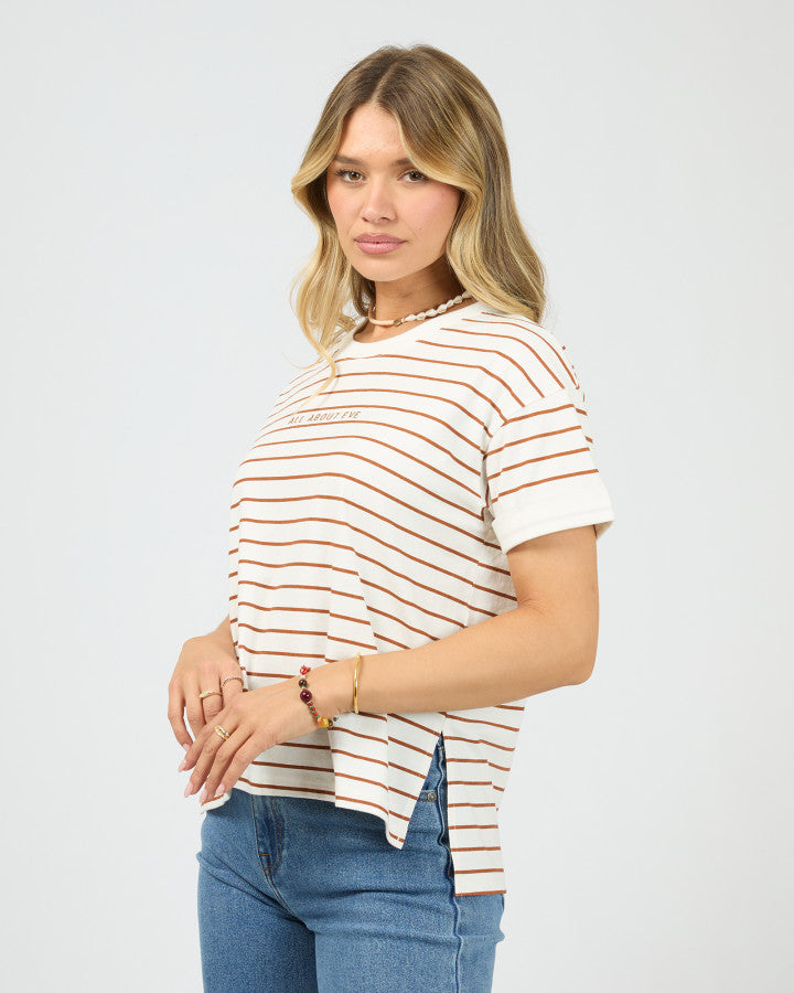 AAE.Washed Stripe Tee - Cinnamon
