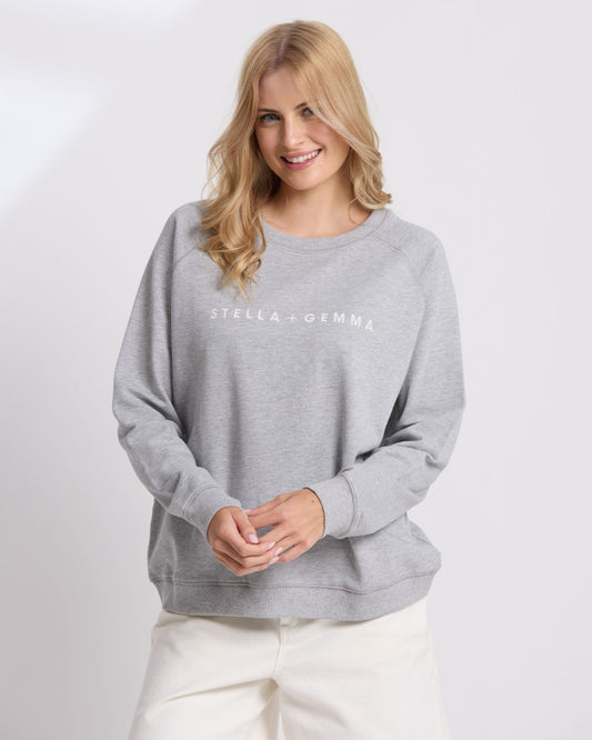 Classic Embroidered Sweat - Grey Marle