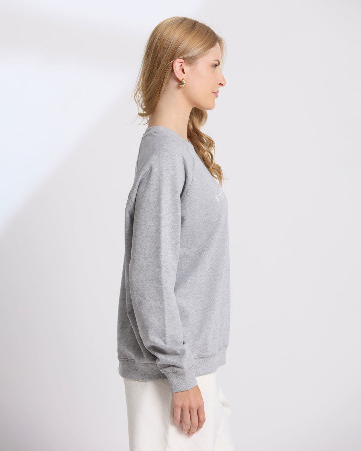 Classic Embroidered Sweat - Grey Marle