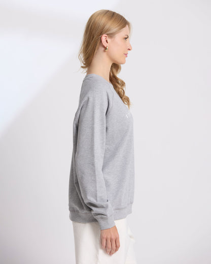 Classic Embroidered Sweat - Grey Marle