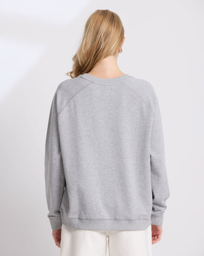 Classic Embroidered Sweat - Grey Marle