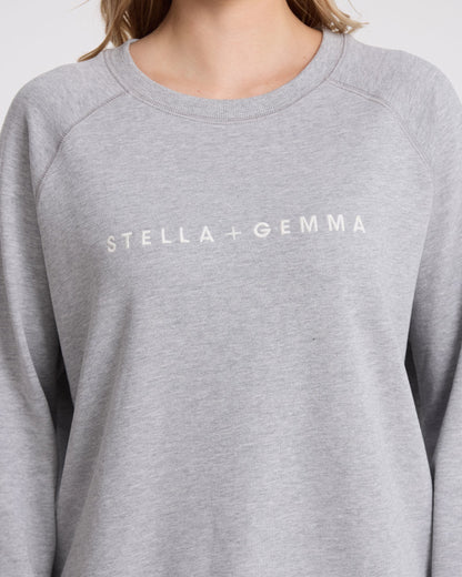 Classic Embroidered Sweat - Grey Marle