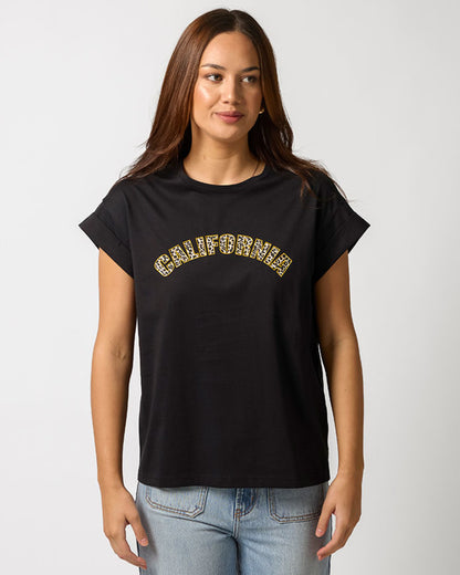 Stella + Gemma Leopard California Tee - Black