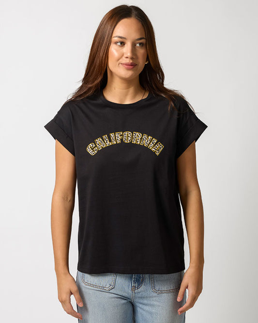 Stella + Gemma Leopard California Tee - Black