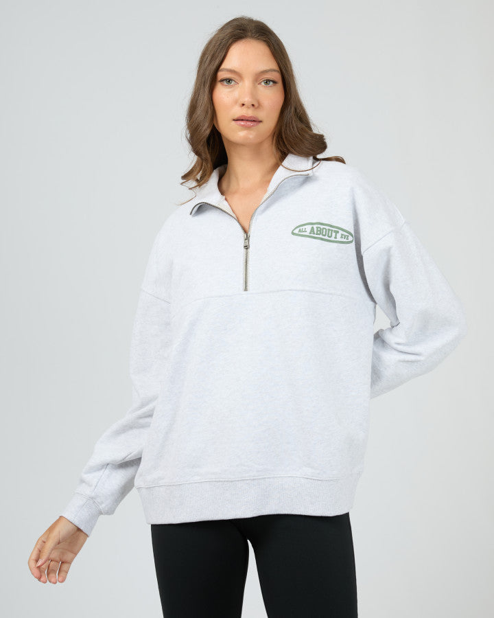 Elevated Relaxed 1/4 Zip Crew - Snow
