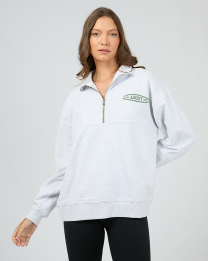 Elevated Relaxed 1/4 Zip Crew - Snow