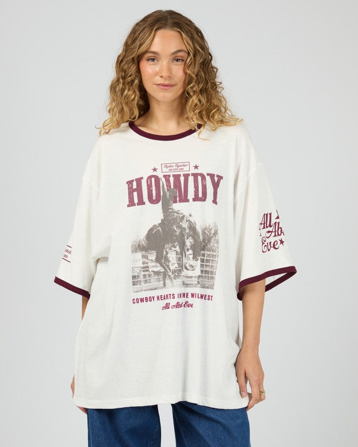 Howdy Oversized Tee - Vintage White
