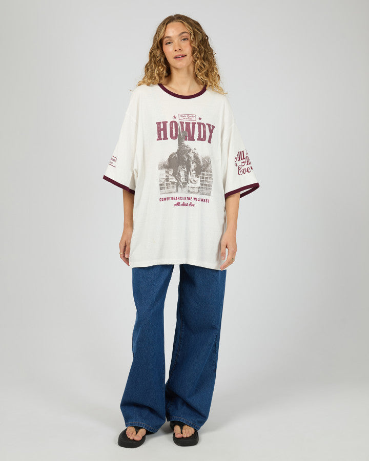 Howdy Oversized Tee - Vintage White