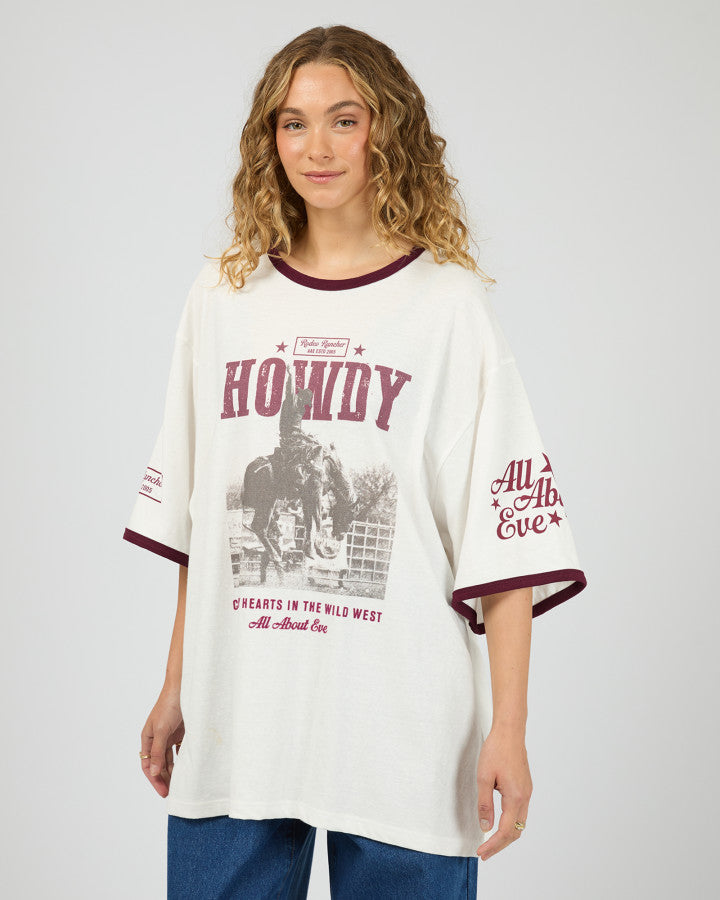 Howdy Oversized Tee - Vintage White
