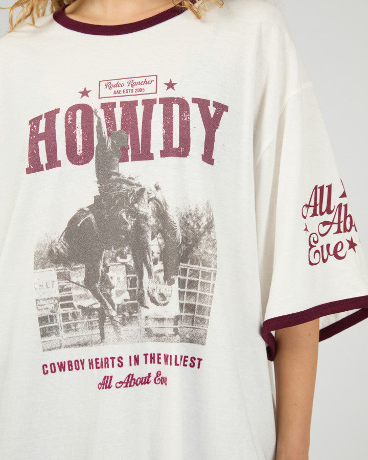 Howdy Oversized Tee - Vintage White