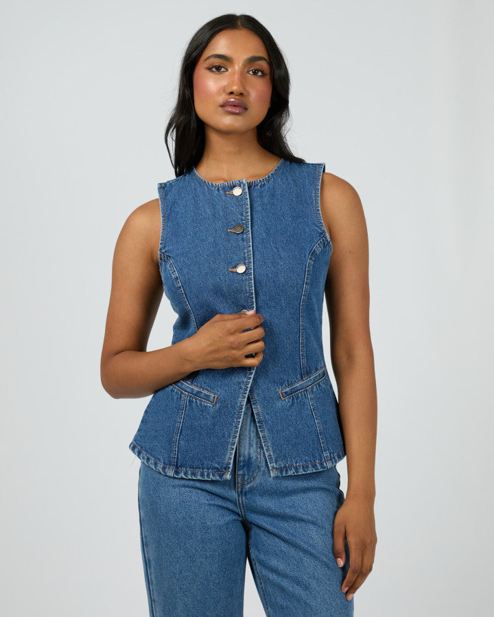 Lena Denim Vest - Heritage Blue