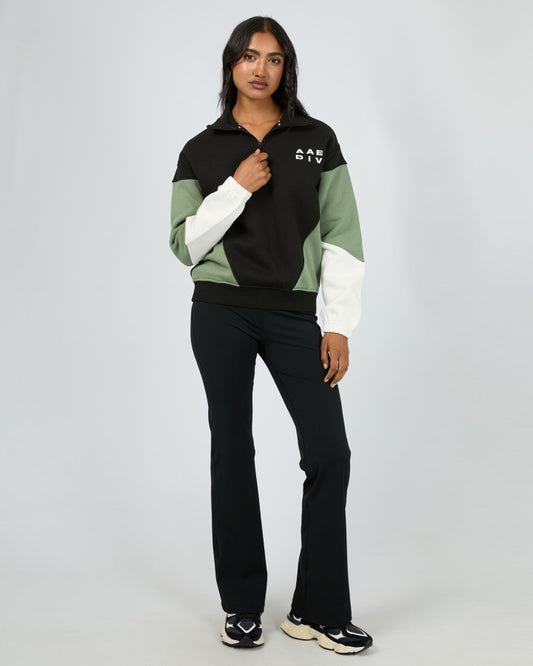 Savannah Panel 1/4 Zip Jumper - Black
