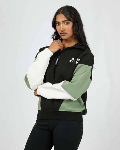 Savannah Panel 1/4 Zip Jumper - Black