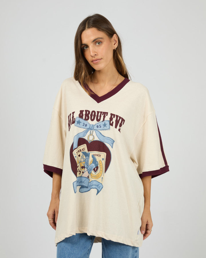 Spark Oversized V-Neck Tee - Wine