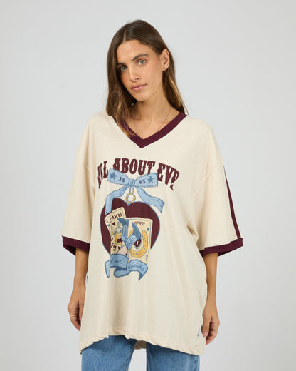 Spark Oversized V-Neck Tee - Wine