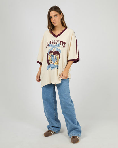 Spark Oversized V-Neck Tee - Wine