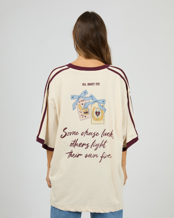 Spark Oversized V-Neck Tee - Wine