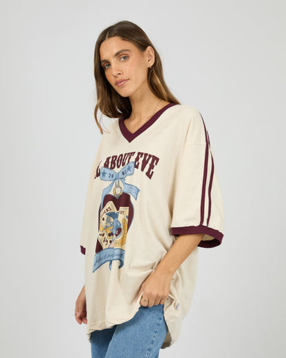 Spark Oversized V-Neck Tee - Wine