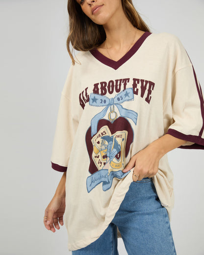 Spark Oversized V-Neck Tee - Wine