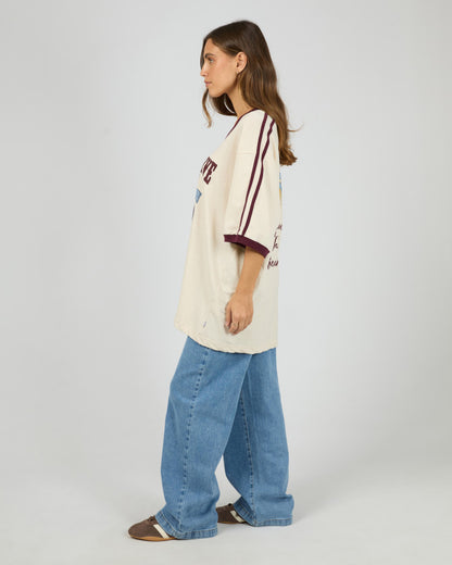 Spark Oversized V-Neck Tee - Wine